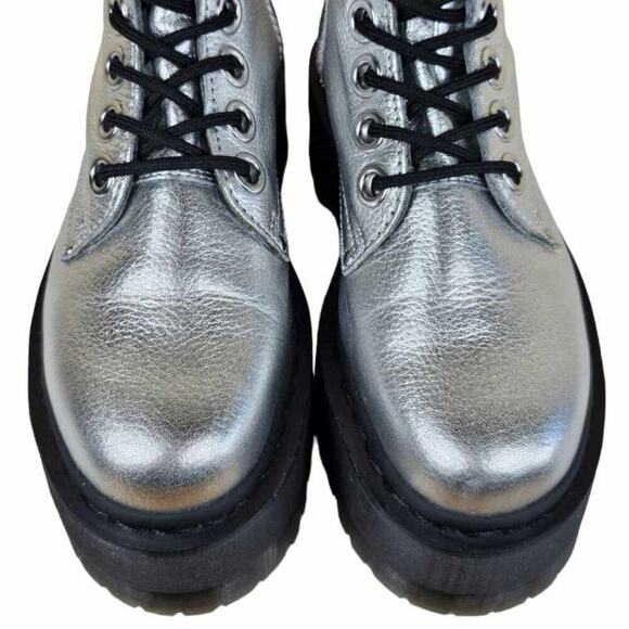 Dr. Martens Jadon MAX Platform Boots Metallic Silver Pebbled Leather Size 6 RARE - Picture 9 of 15